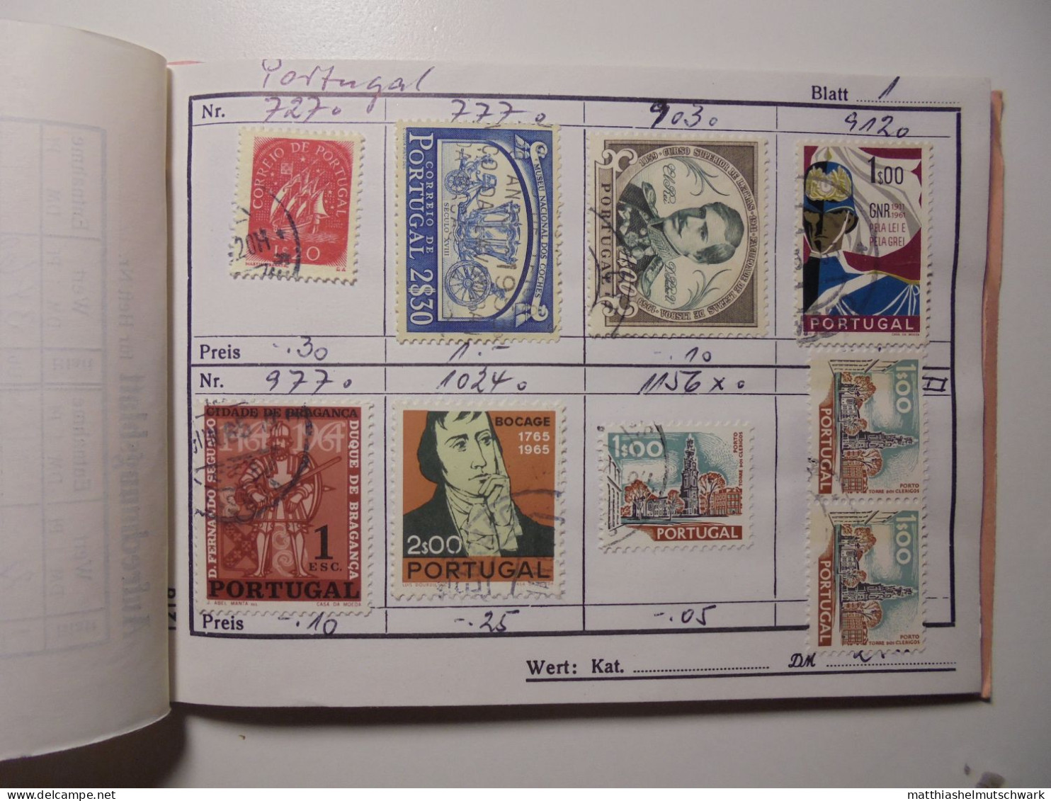 Auswahlheft Nr. 565 8 Blätter 60 Briefmarken  Portugal Ca. 1948-1985/Mi Nr. 727-1663 Einschließlich 2 D - Verzamelingen