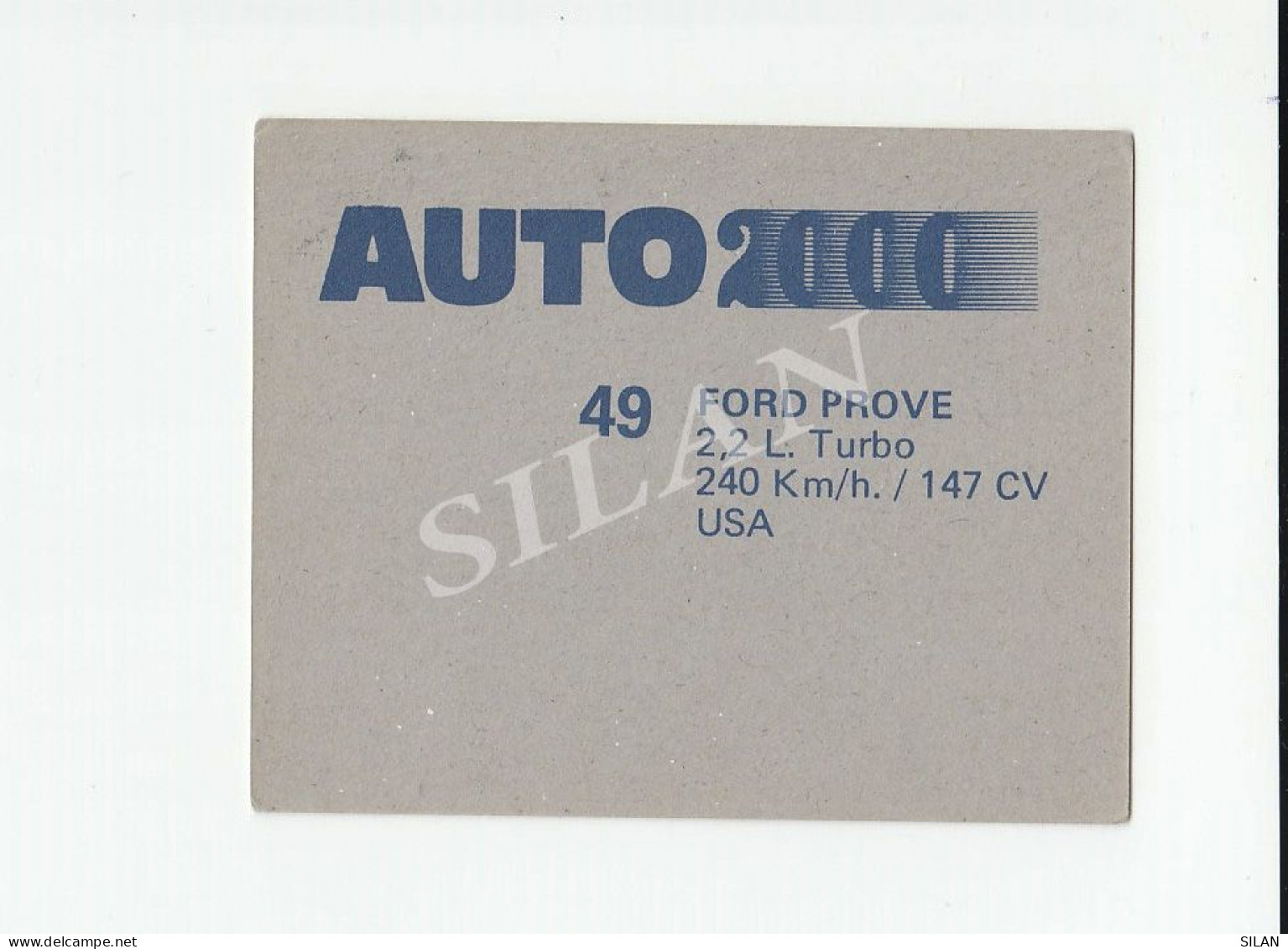 Cromo Año 1988 Auto 2000 FORD PROBE - Auto's