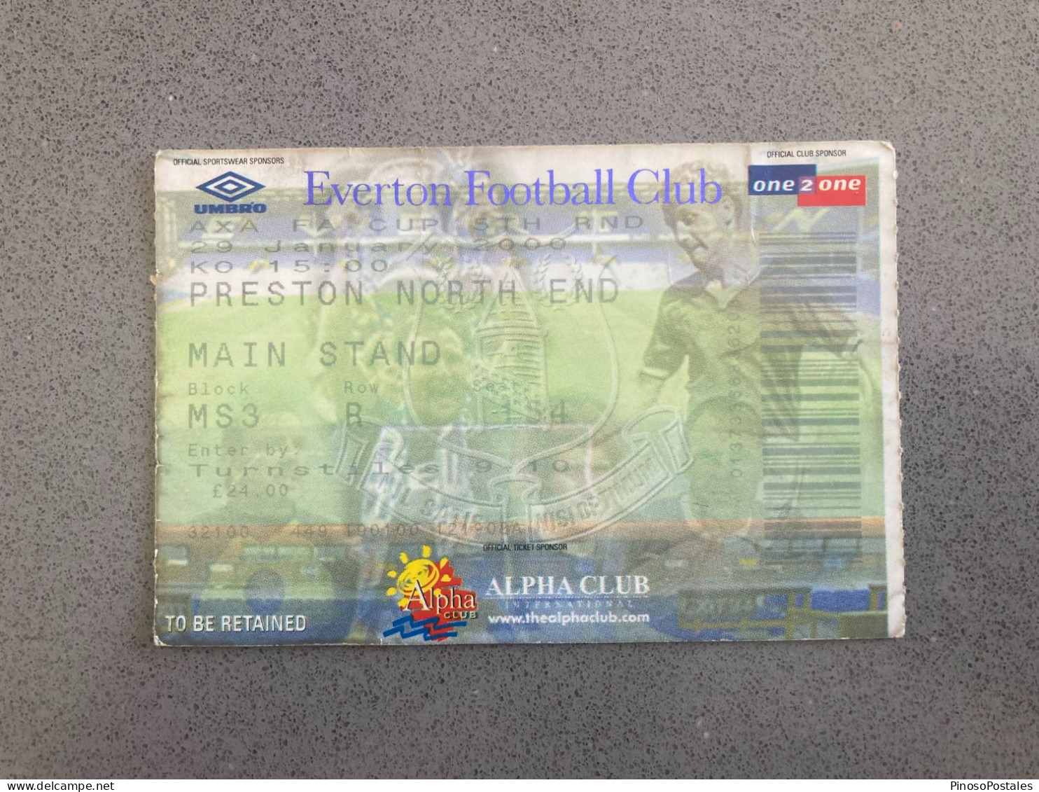 Everton V Preston North End 1999-00 Match Ticket - Tickets - Entradas