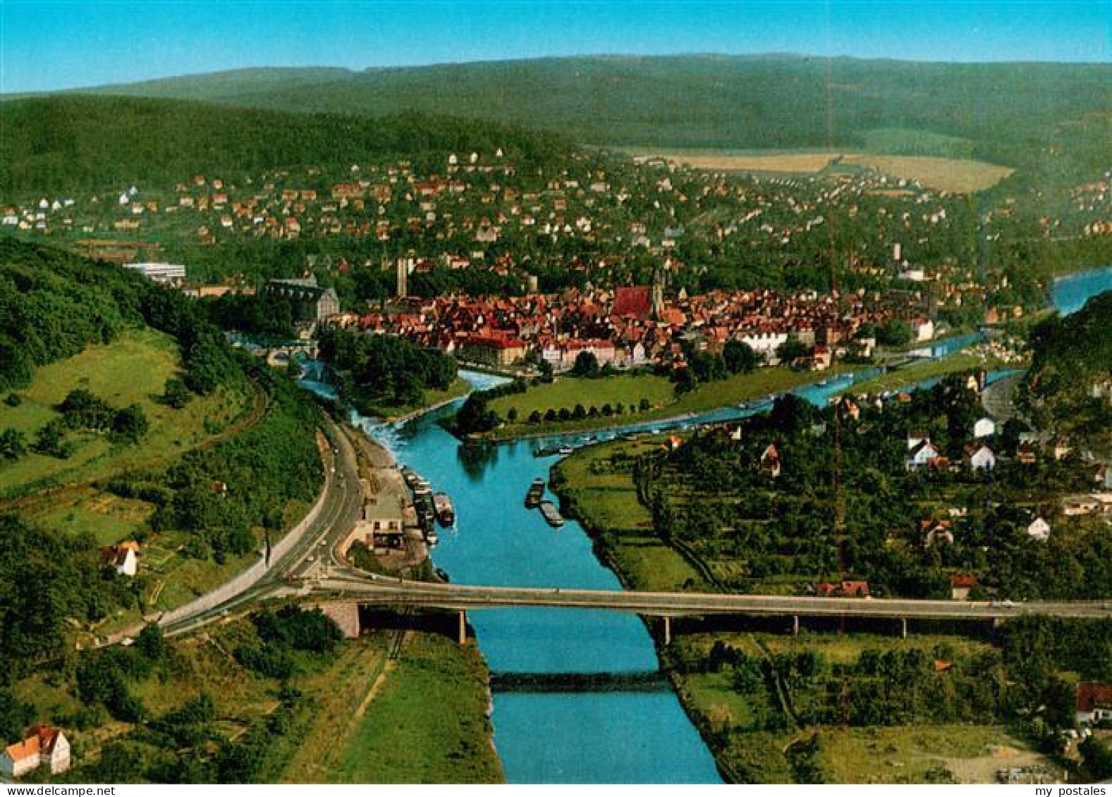 73935731 Hann._Muenden Weserbruecke Mit Blick Auf Die Stadt - Hannoversch Muenden