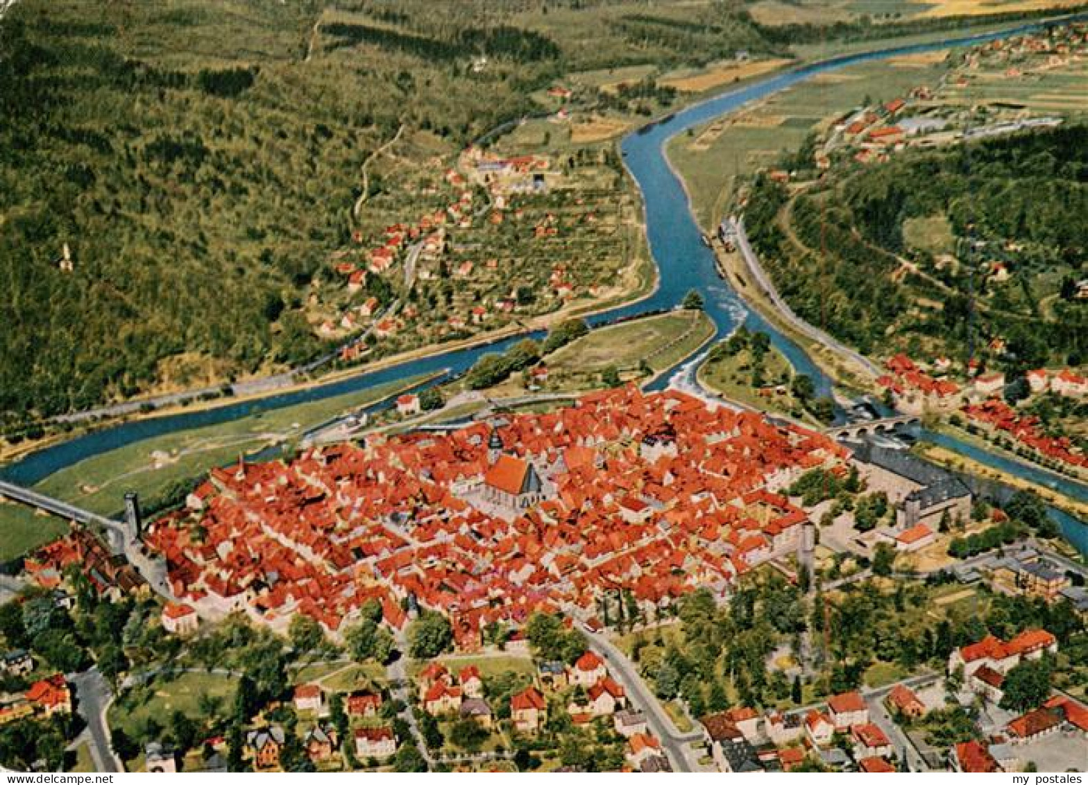 73935726 Hann._Muenden Fliegeraufnahme Am Zusammenfluss Von Fulda Und Werra - Hannoversch Muenden