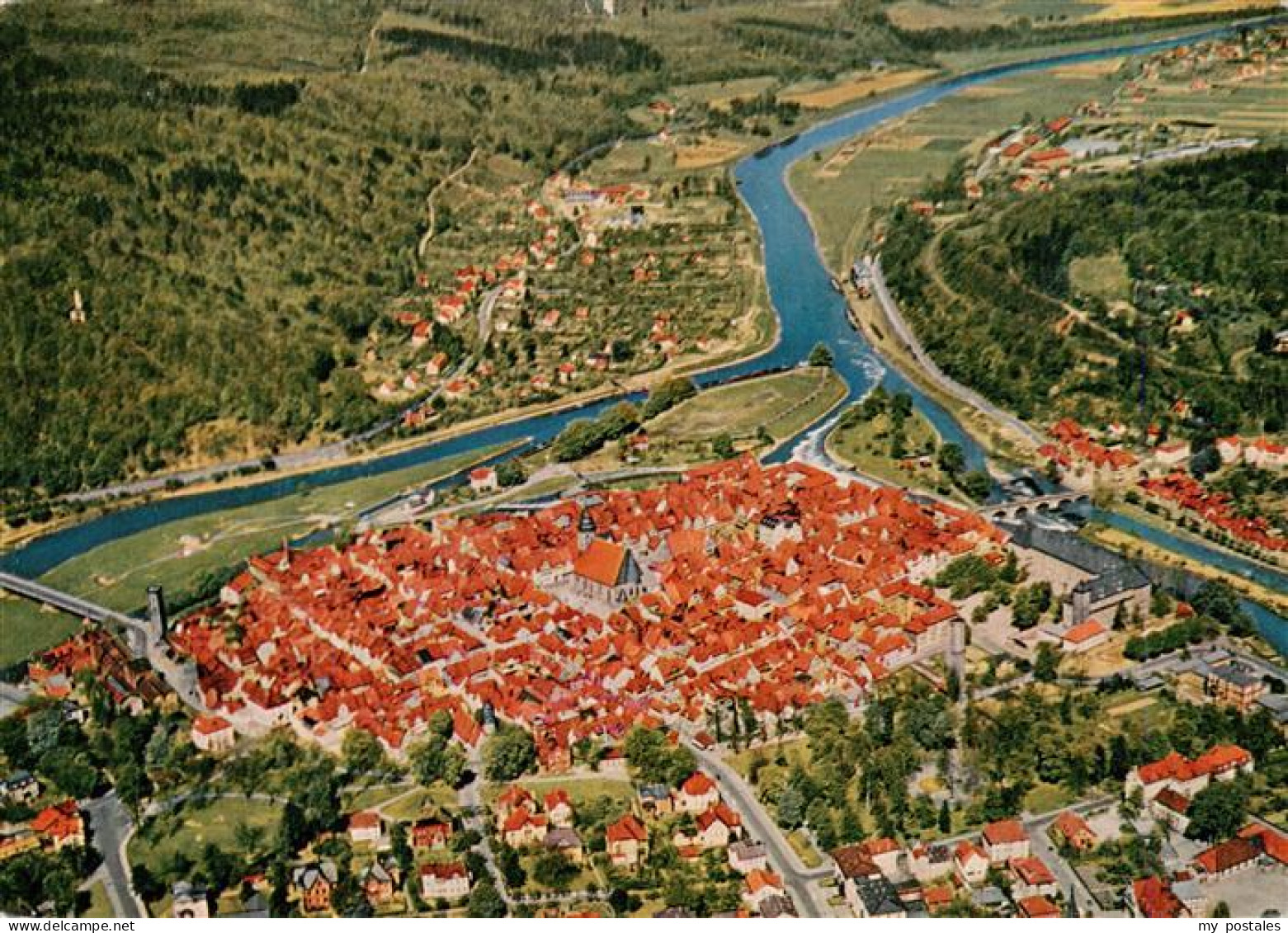 73935724 Hann._Muenden Fliegeraufnahme Am Zusammenfluss Von Fulda Und Werra - Hannoversch Münden