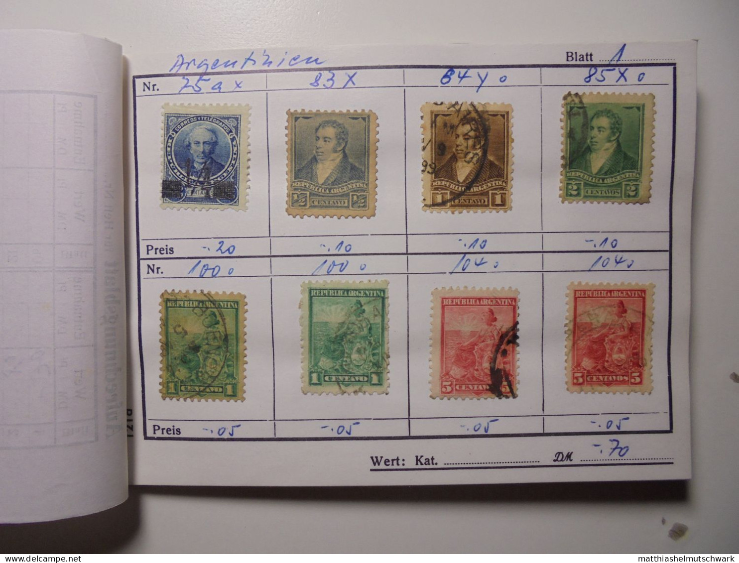 Auswahlheft Nr. 566 20 Blätter 163 Briefmarken , X Argentinien 1890-1959/Mi Nr. 75 A-631, Unvollständig - Usati