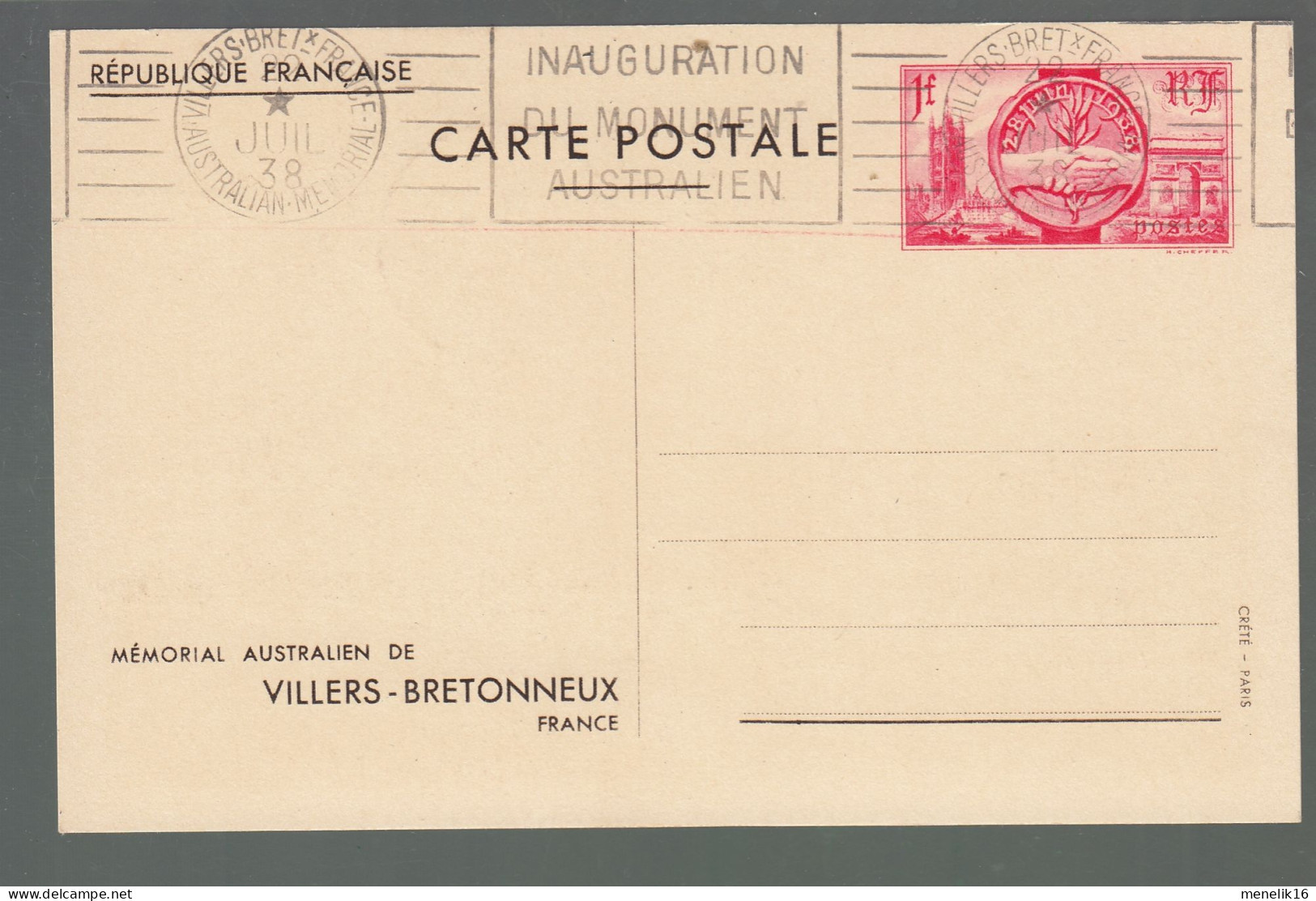 CP - 80 - Villers-Bretonneux - Pochette 5 Cartes Inauguration Du Monument Australien -Cachet Inauguration Sur Les Cartes - Villers Bretonneux