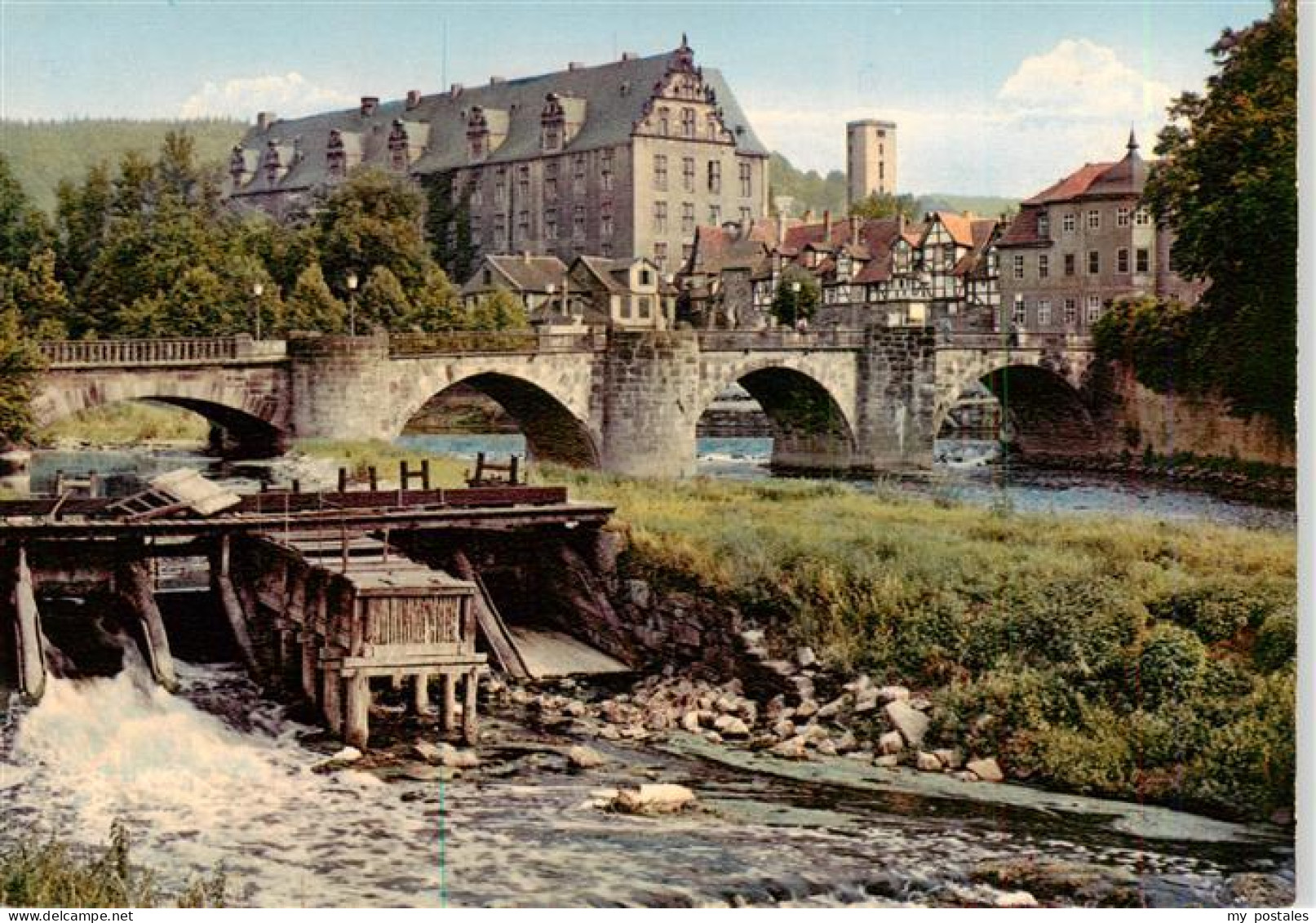 73935706 Hann._Muenden Werrabruecke Westseite Schloss - Hannoversch Münden