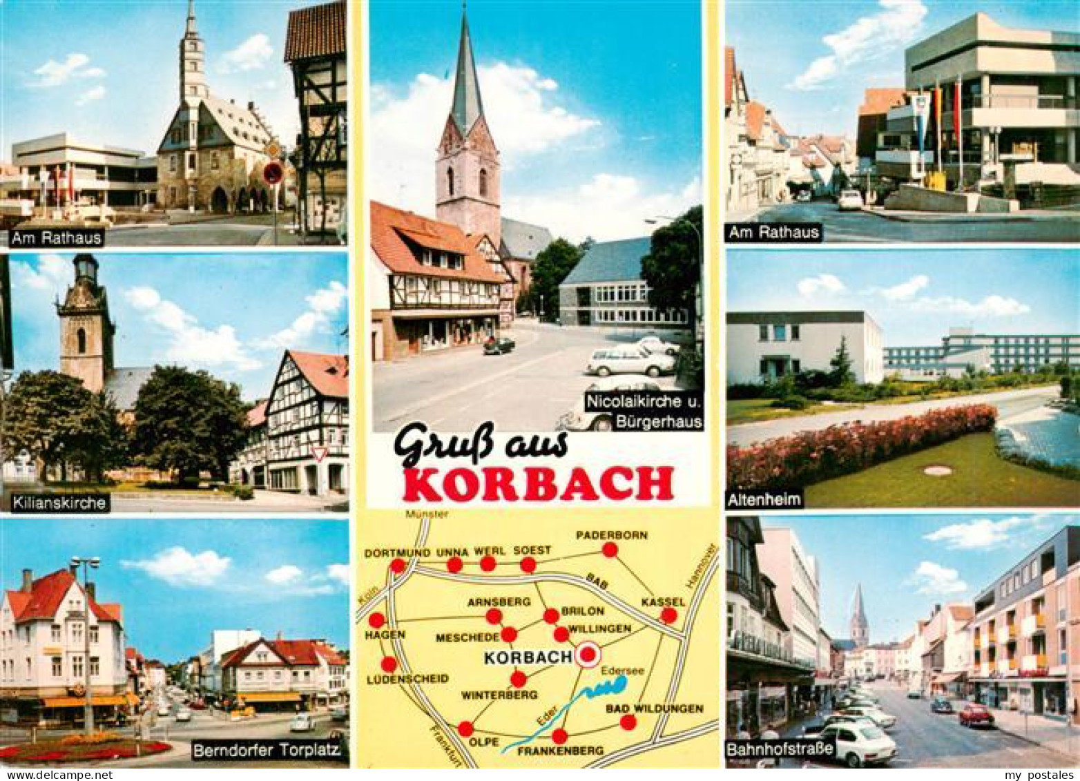 73935660 Korbach Rathaus Kirche Buergerhaus Altenheim Berndorfer Torplatz Bahnho - Korbach