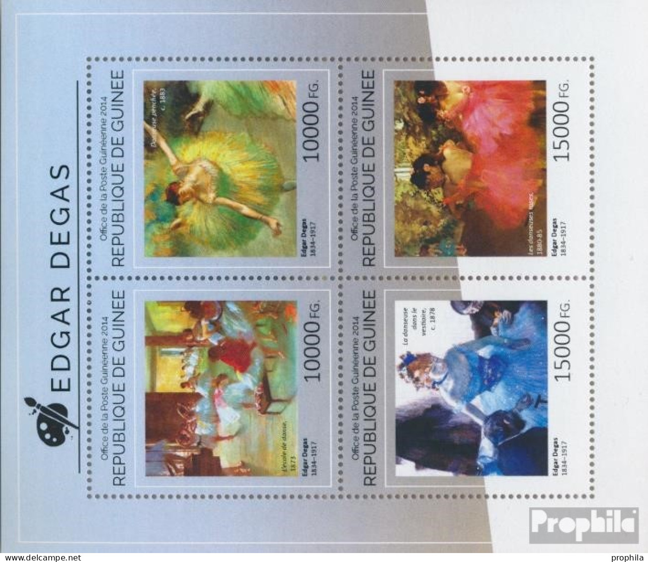 Guinea 10737-10740 Kleinbogen (kompl. Ausgabe) Postfrisch 2014 Edgar Degas - Guinée (1958-...)