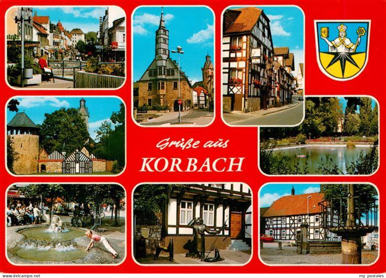 73935651 Korbach Motive Stadtzentrum Altstadt Fachwerkhaeuser Brunnen - Korbach