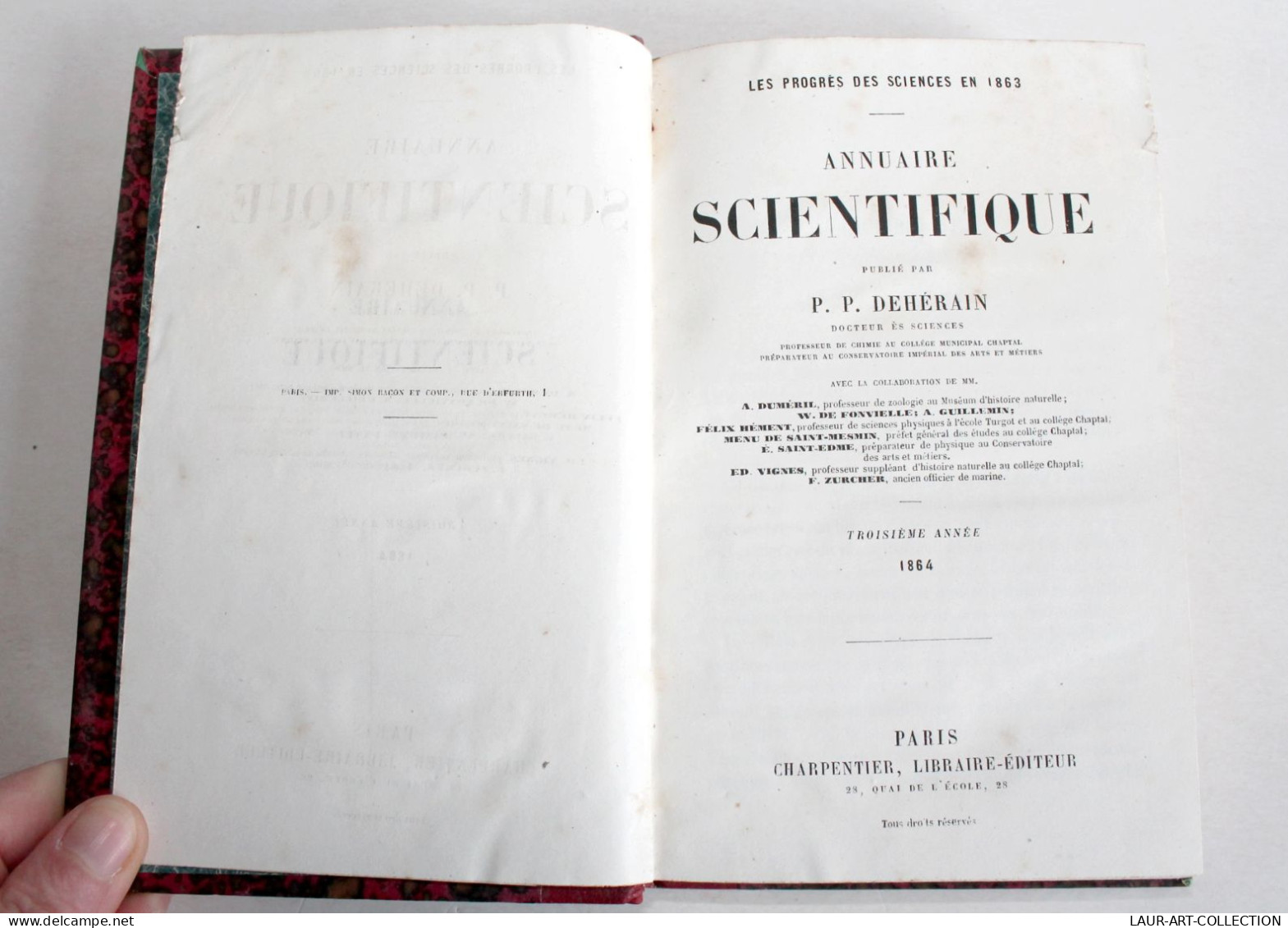 ANNUAIRE SCIENTIFIQUE De DEHERAIN 3e ANNEE 1864 CHARPENTIER PROGRES DES SCIENCES / ANCIEN LIVRE XXe SIECLE (2603.85) - Salud