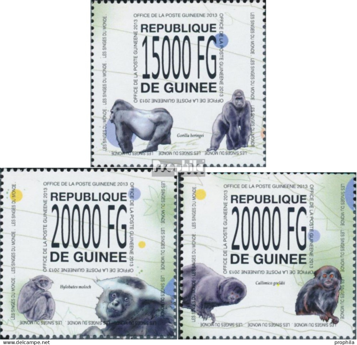 Guinea 10121-10123 (kompl. Ausgabe) Postfrisch 2013 Affen - República De Guinea (1958-...)