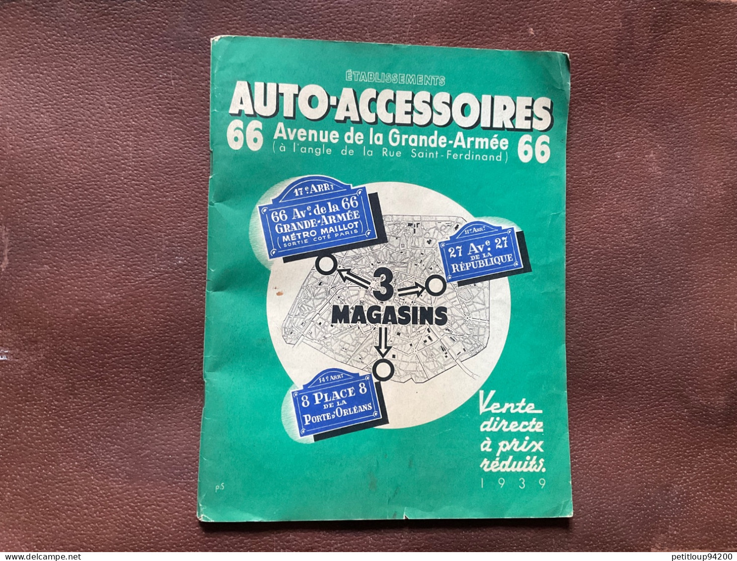 DOCUMENT COMMERCIAL Catalogue  AUTO-ACCESSOIRES  Paris  ANNÉE 1939 - Alimentare