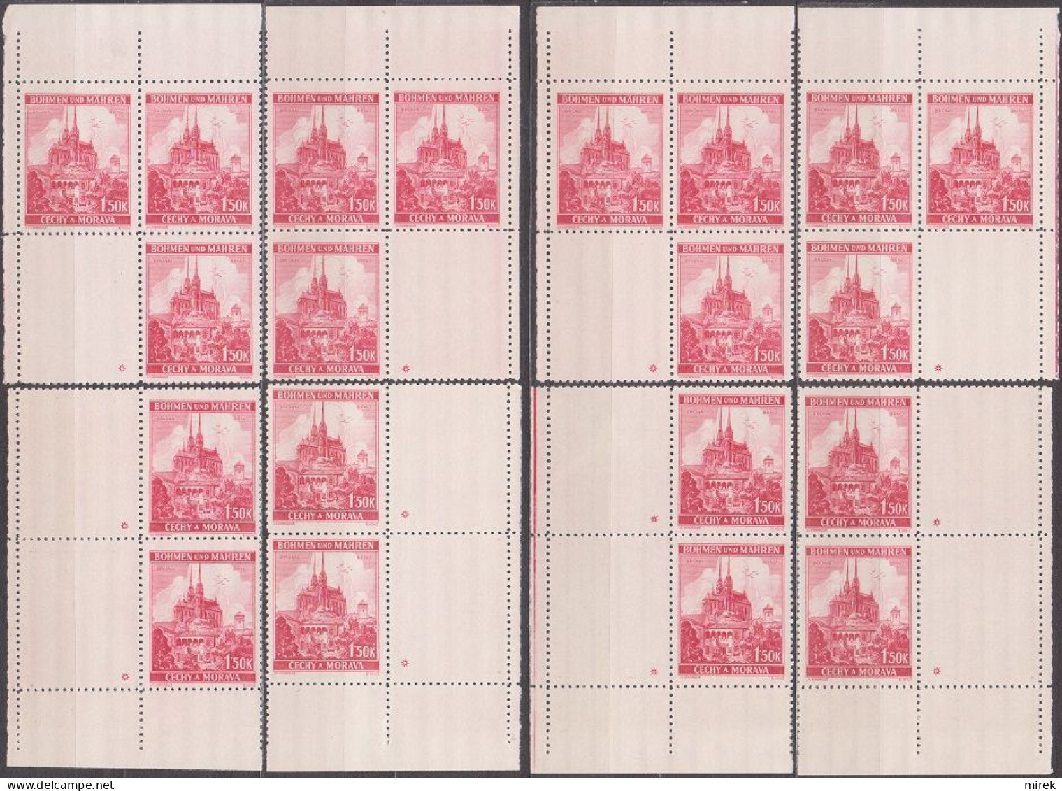 108/ Pof. 33; Complete Corner 4-block Miniatures With Coupons, Plate Marks * And + - Neufs