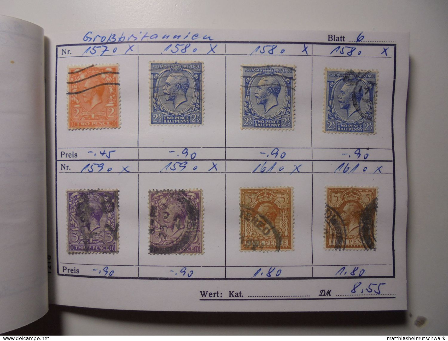 Auswahlheft Nr. 586 20 Blätter 160 Briefmarken  Großbritannien 1881-1961/Mi Nr. 65 II-344 Ca. € 60 Stam