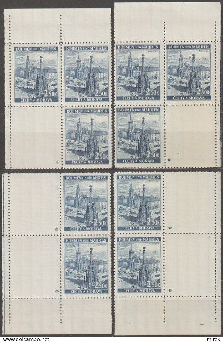 108b/ Pof. 35; Complete Corner 4-block Miniature With Coupons, Plate Mark + - Neufs