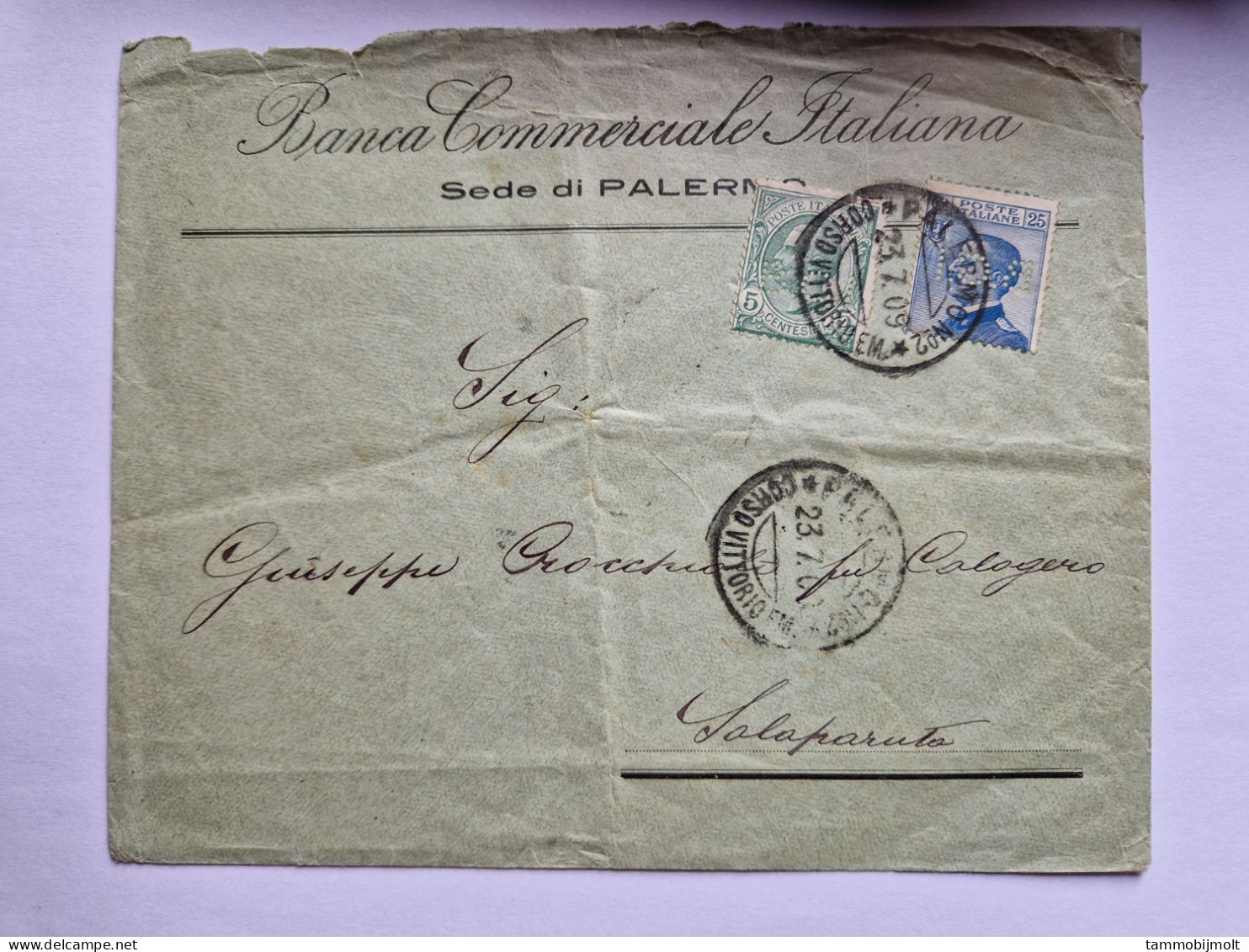 Italy. Cover With Perfin B.C.I. In 2 Stamps. - BM Für Werbepost (BLP)