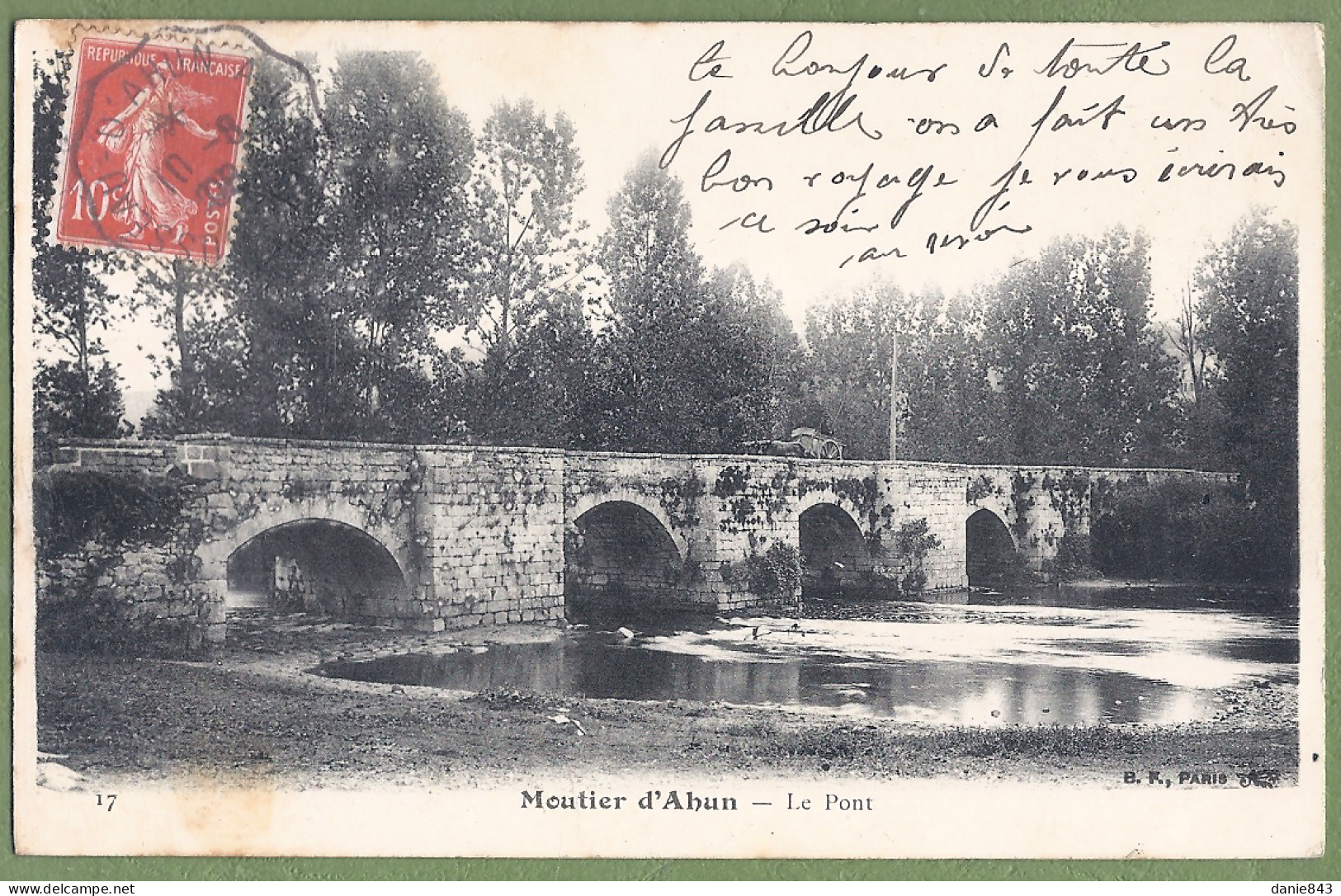 CPA Dos Précurseur - CREUSE - MOUTIER D'AHUN - LE PONT - - Moutier D'Ahun