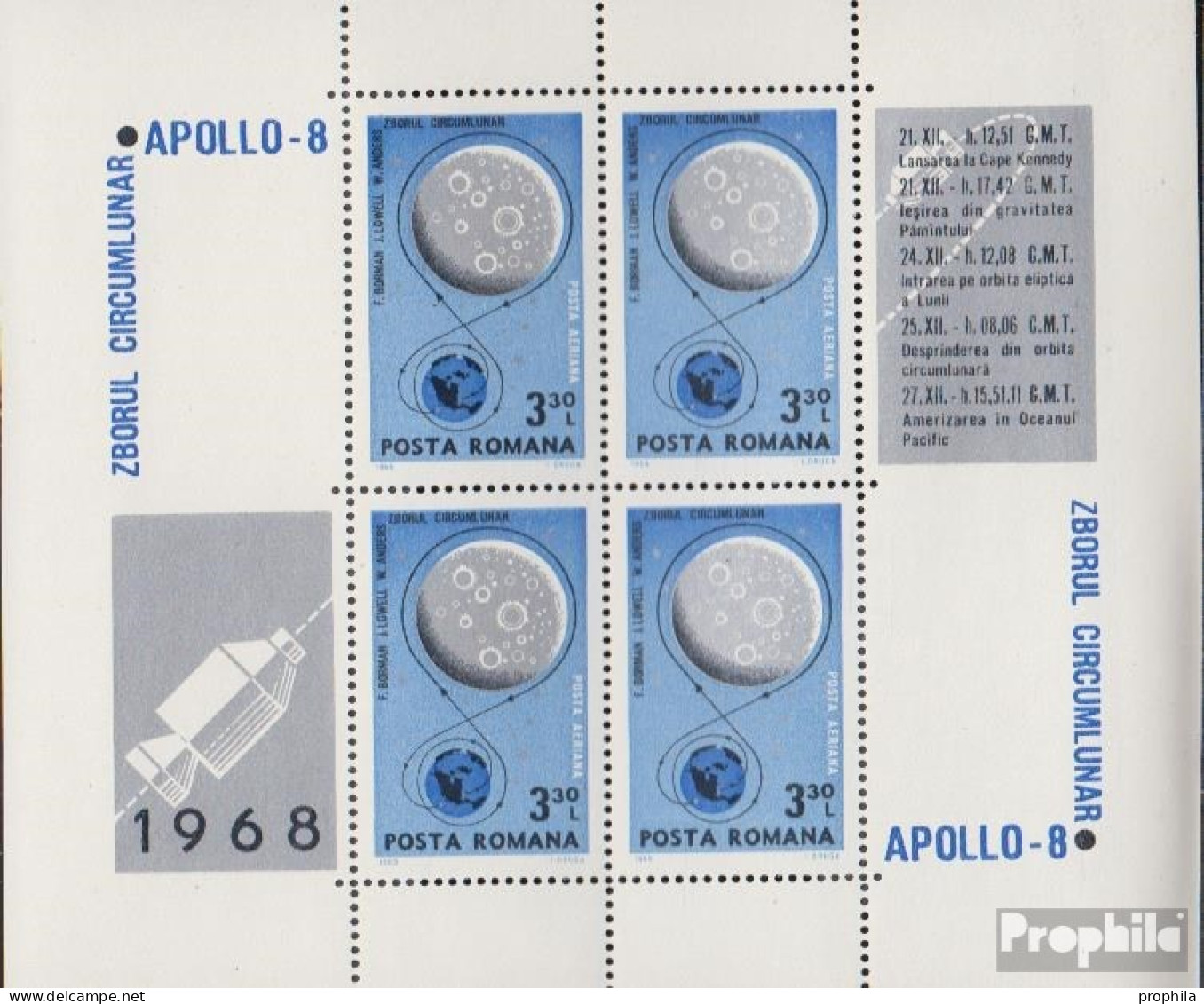 Rumänien Block69 (kompl.Ausg.) Postfrisch 1969 Mondumkreisung - Neufs