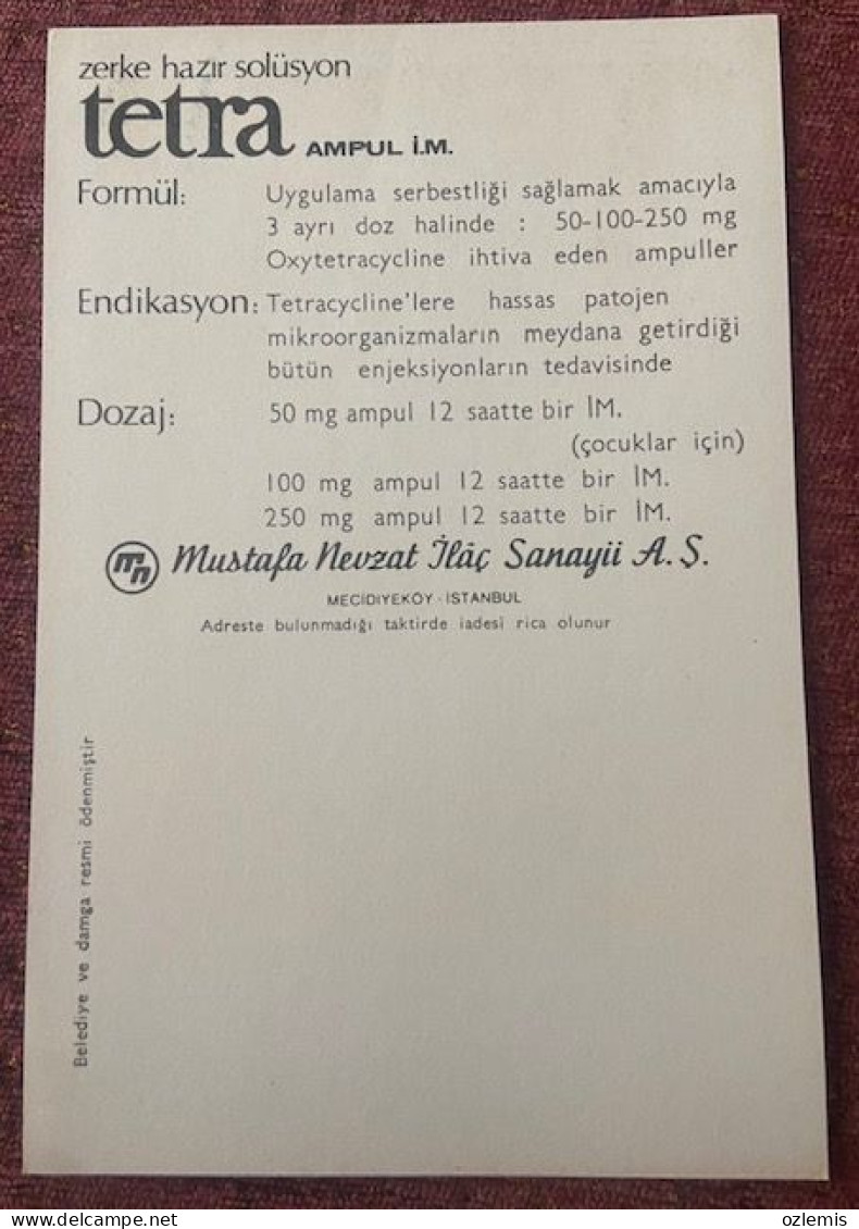 MEDICINE,PHARMACY, TETRA -AMPUL I.M., POSTCARD - Santé