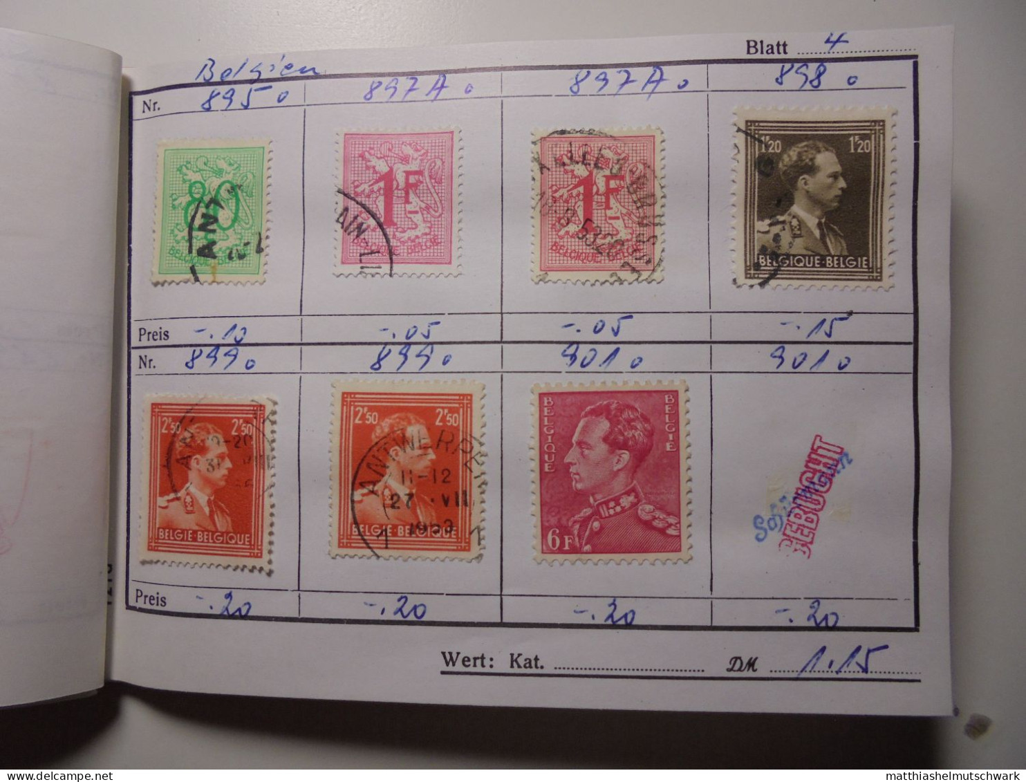 Auswahlheft Nr. 646 11 Blätter 62 Briefmarken Xx Belgien 1893-1977/Mi Nr. 53-1912, Unvollständig Einschl - 1893-1900 Schmaler Bart