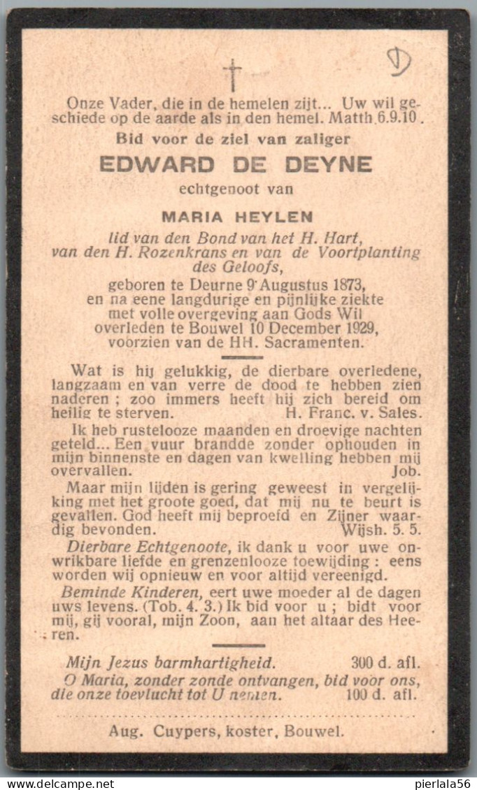 Bidprentje Deurne - De Deyne Edward (1873-1929) - Andachtsbilder