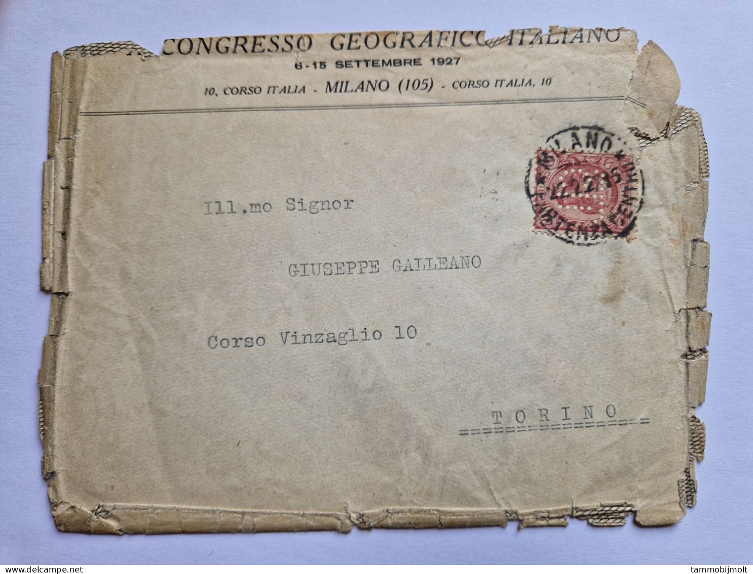 Italy. Cover With Perfin CTi, Milano - Stamps For Advertising Covers (BLP)