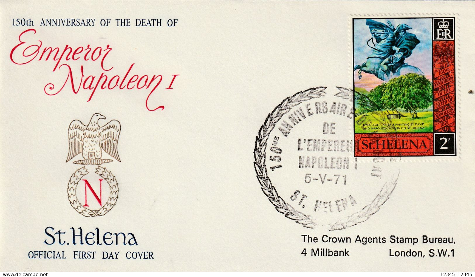 St. Helena 1971, FDC, Emperor Napoleon I - Saint Helena Island