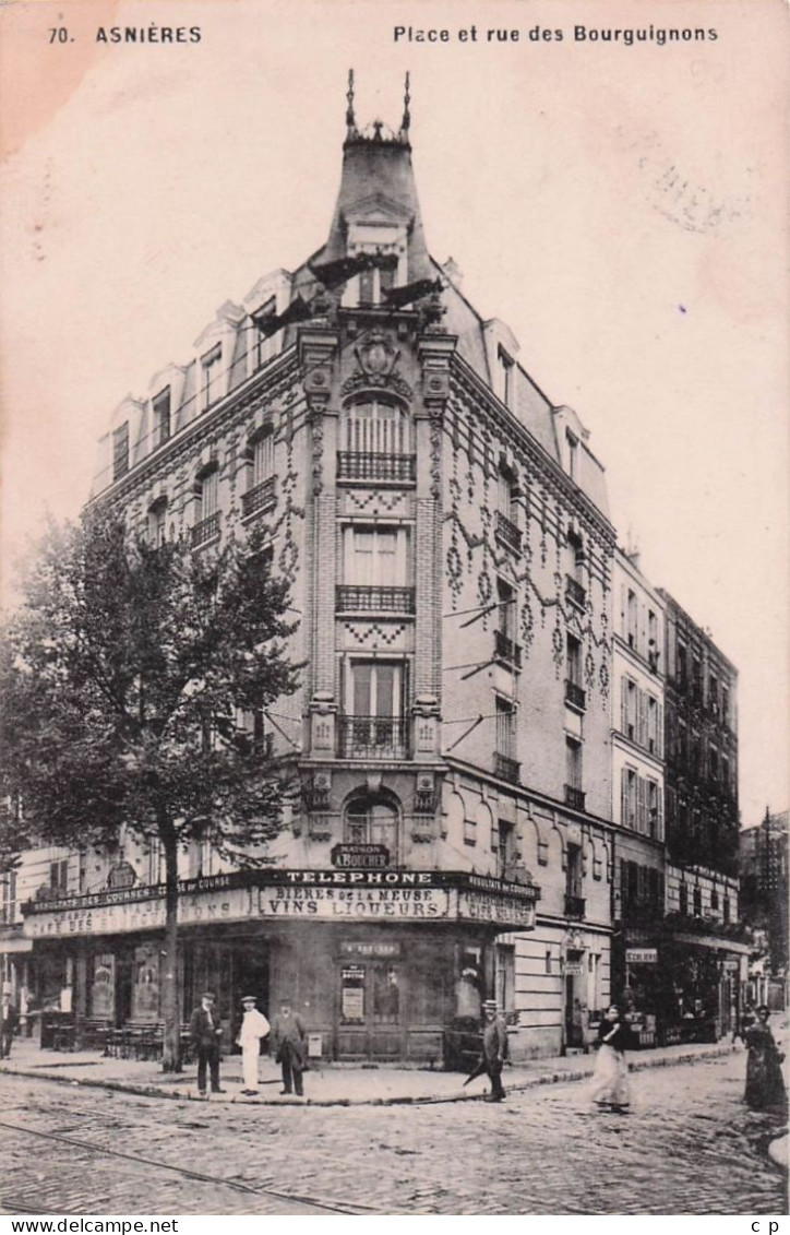 Asnieres Sur Seine - Place Et Rue Des Bourguignons   -   CPA°J - Asnieres Sur Seine