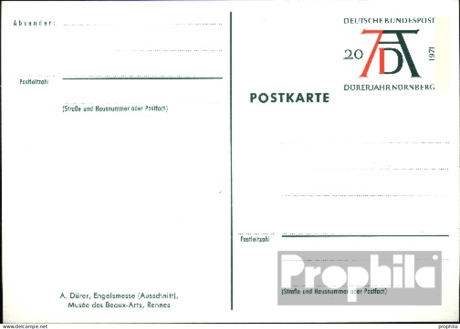 BRD PSo3/04 Amtliche Sonderpostkarte Mit Zusatzfrankatur Gebraucht 1971 Dürersignum - Altri & Non Classificati