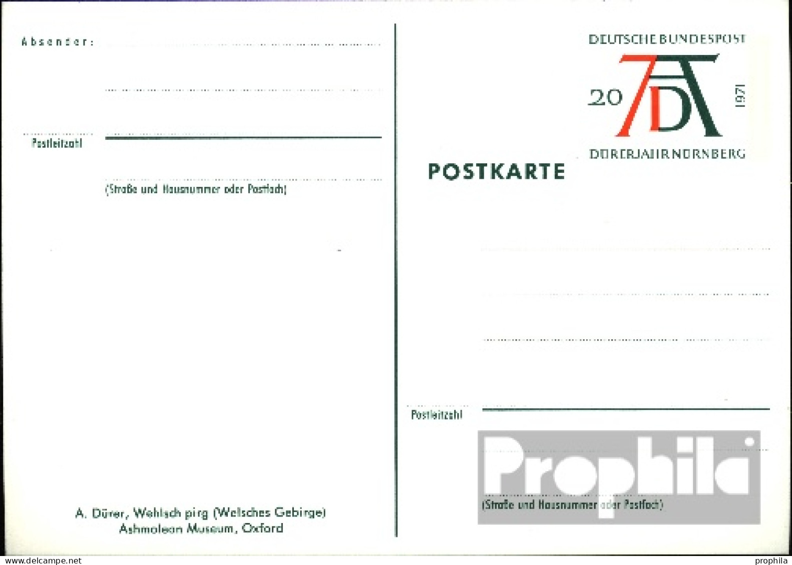 BRD PSo3/02 Amtliche Sonderpostkarte Mit Zusatzfrankatur Gebraucht 1971 Dürersignum - Otros & Sin Clasificación