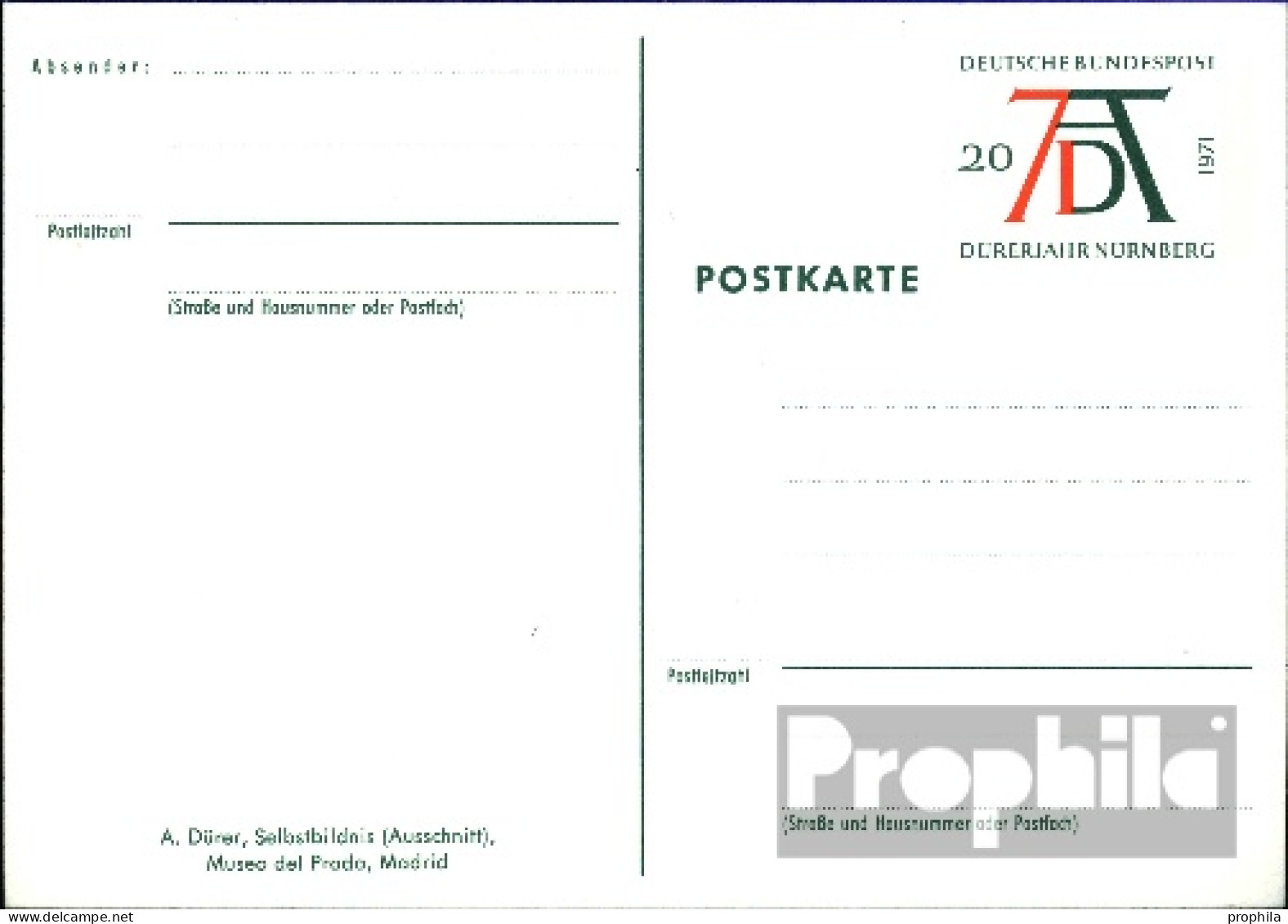 BRD PSo3/01 Amtliche Sonderpostkarte Mit Zusatzfrankatur Gebraucht 1971 Dürersignum - Altri & Non Classificati