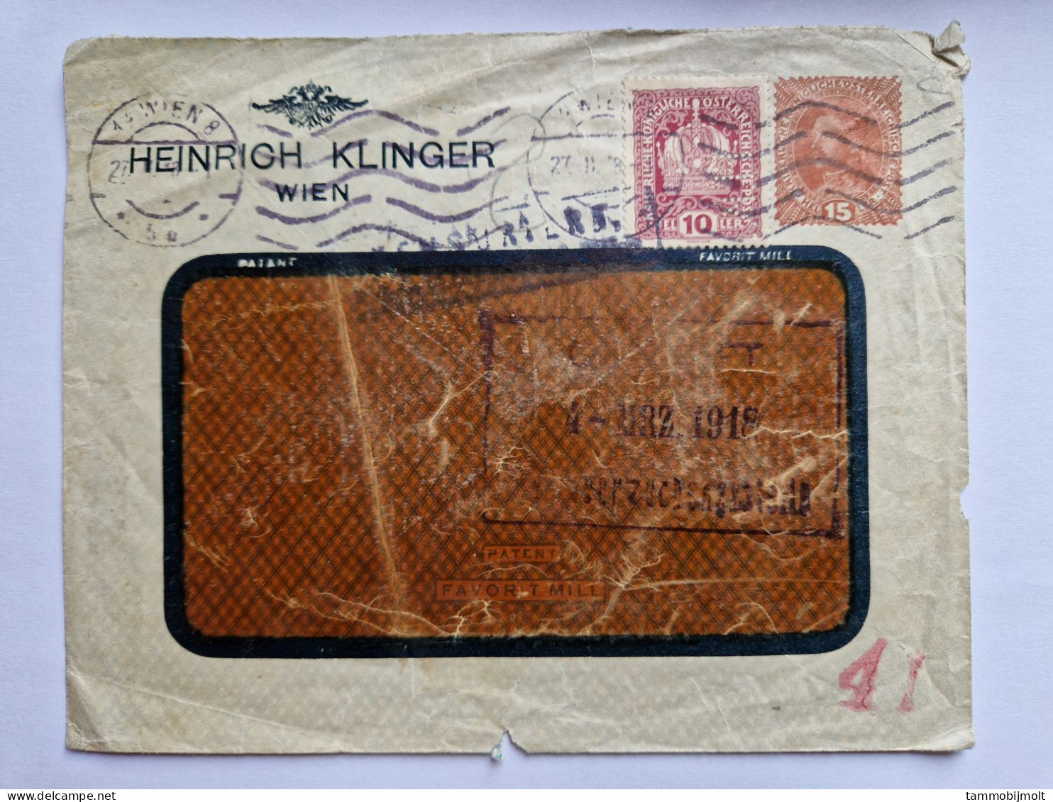 Austria. Cover With Perfin HK = Heinrich Klinger Wien - Covers & Documents