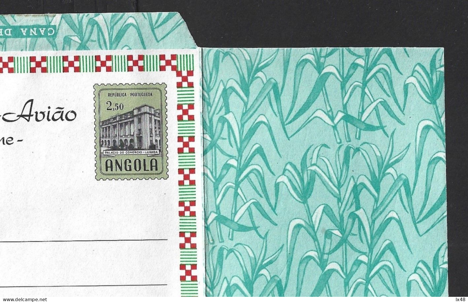 Angolan Sugar Cane. Food. Agriculture. Aerogram With Stamp Palácio Do Comércio. Elephant. Suikerriet. Voedsel. Landbouw. - Food