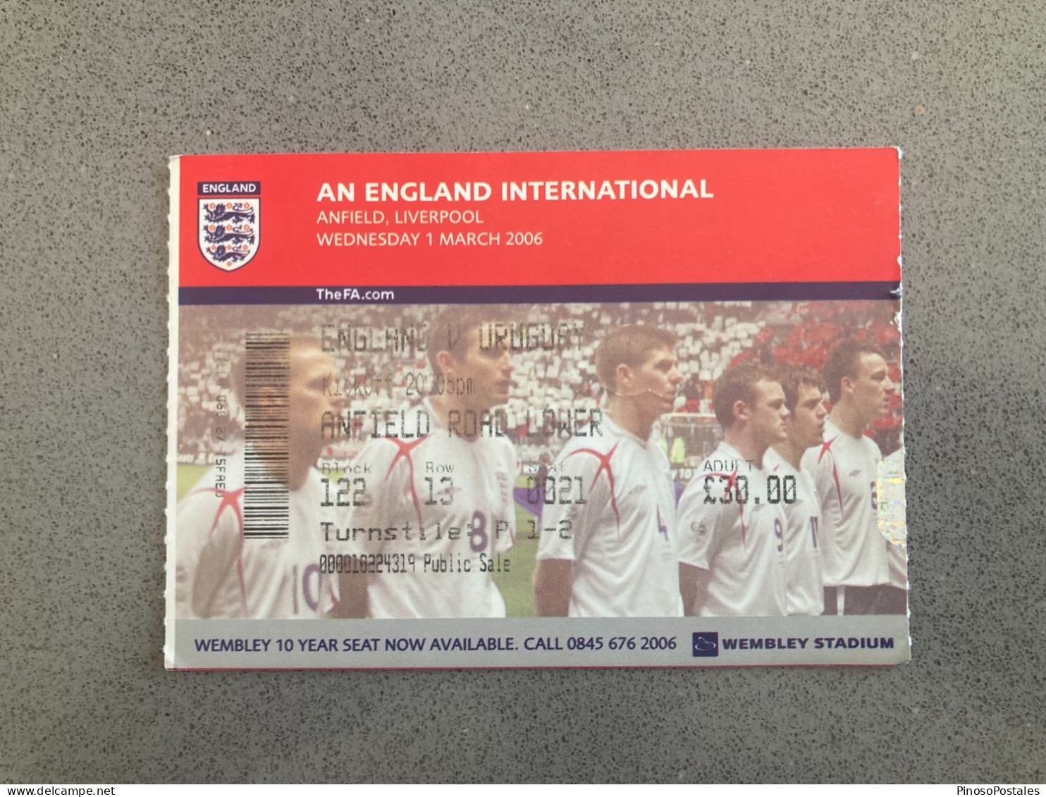 England V Uruguay 2005-06 Match Ticket - Tickets - Entradas