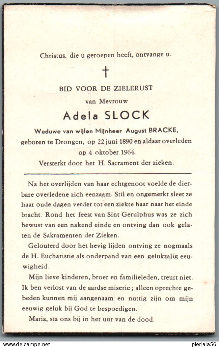 Bidprentje Drongen - Slock Adela (1890-1964) - Andachtsbilder