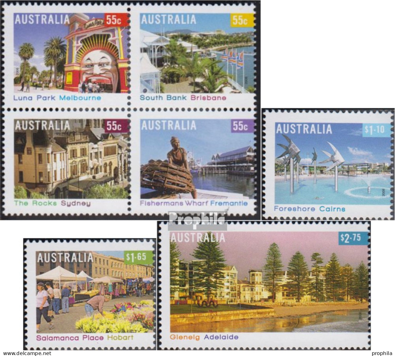 Australien 3066-3069 Viererblock, 3070-3072 (kompl.Ausg.) Postfrisch 2008 Fußgängerzonen - Nuevos