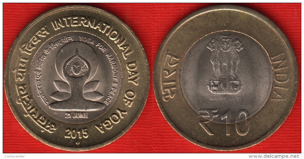 India 10 Rupees 2015 "International Day Of Yoga" BiMetallic UNC - Inde