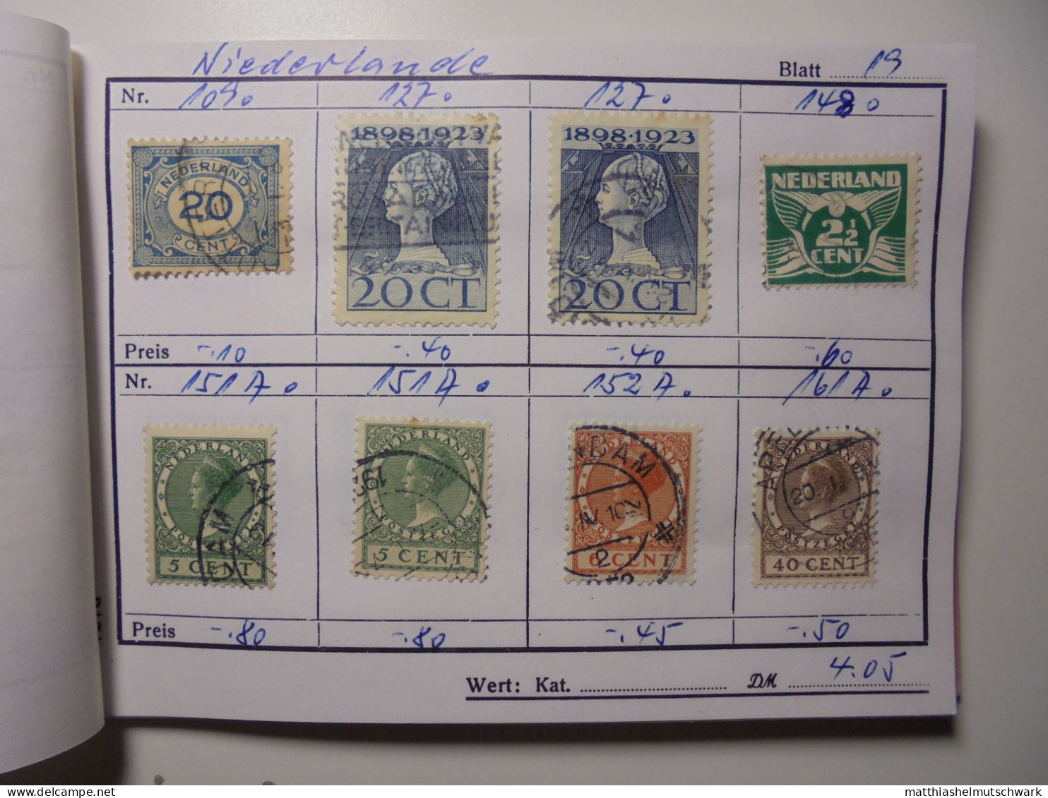 Auswahlheft Nr. 650 22 Blätter 172 Briefmarken Xx Niederlande 1899-1989/Mi Nr. 52-1374, Unvollständig Ei - Collezioni