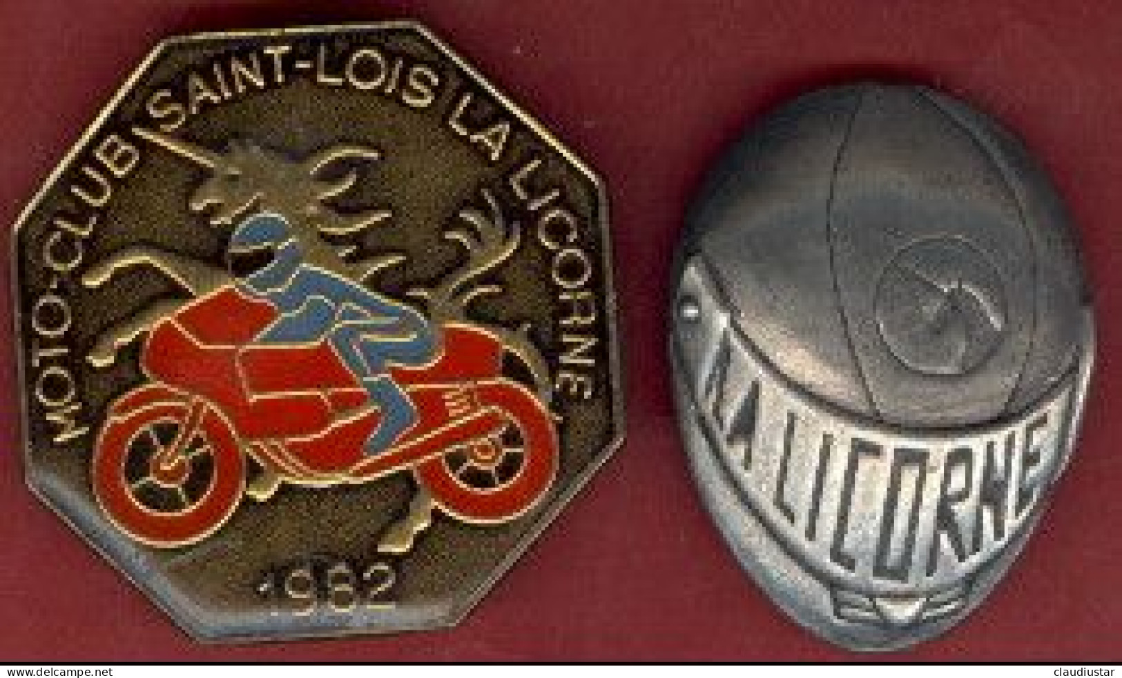 ** BROCHE  MOTO - CLUB  SAINT - LOIS  LA  LICORNE  +  BROCHE  1993 ** - Moto