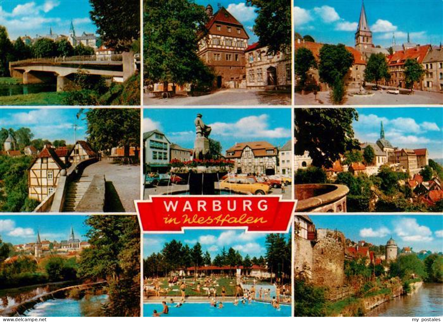 73935203 Warburg_Westfalen Orts Und Teilansichten Bruecke Schwimmbad Stadtmauer - Warburg