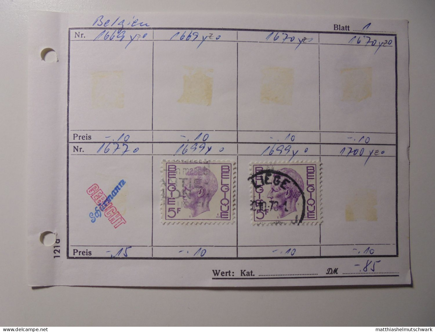 Auswahlheft Nr. 958 von 1988 8 Blätter 18 Briefmarken xx Belgien 1914-1982/Mi Nr. 103 I-