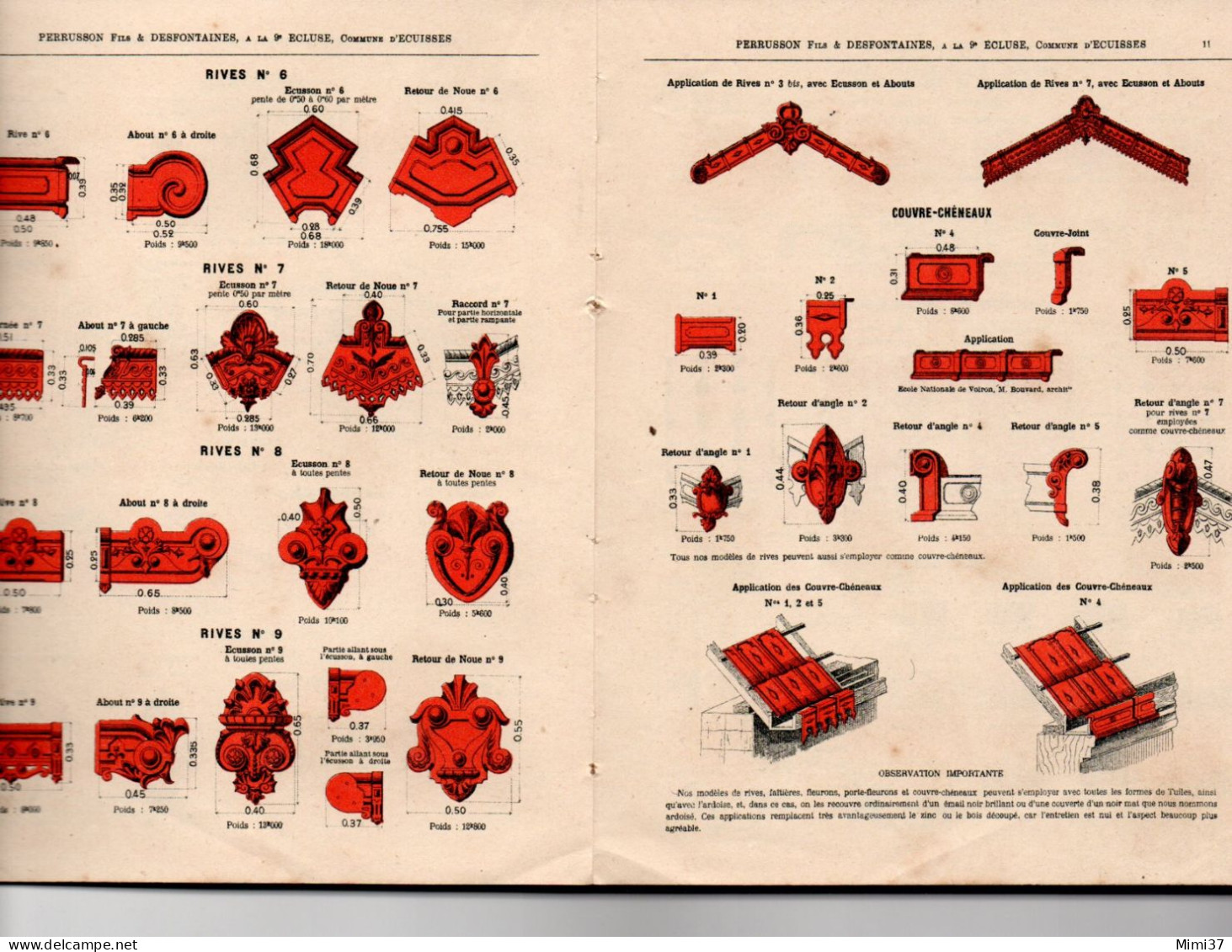 EXEPTIONNEL CATALOGUE DE PRODUITS DES TUILERIES DU CENTRE PERRUSON $ DESFONTAINES ECUISSES ST LEGEGER/DHEUNE § SANCOINS - 1900 – 1949