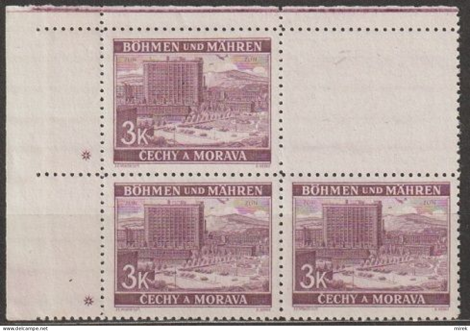 115/ Pof. 36; Corner 4-block With Coupon, Plate Mark + - Unused Stamps