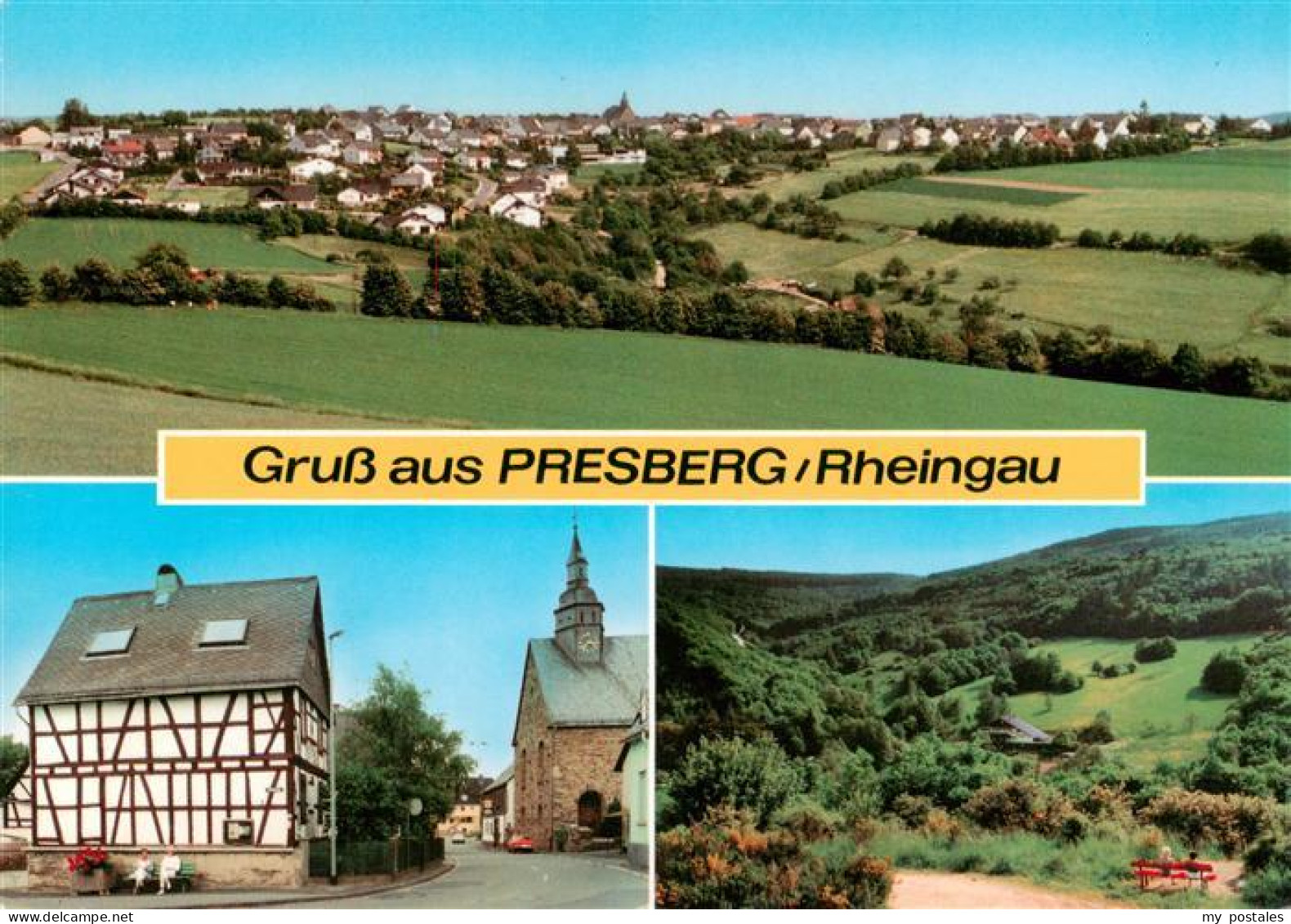 73936539 Presberg_Rheingau_Ruedesheim Fliegeraufnahme Fachwerkhaus Kirche Panora - Rüdesheim A. Rh.