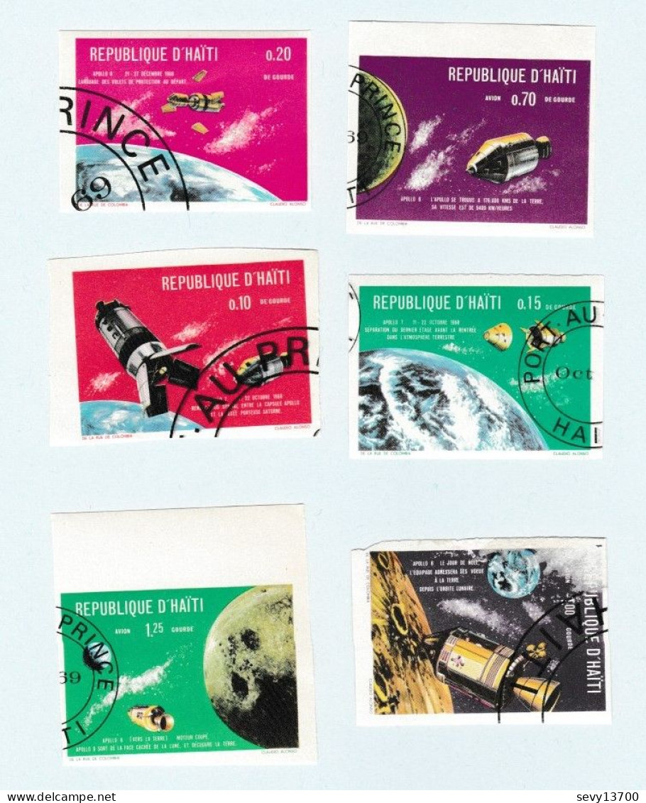 HAITI Lot De 13 Timbres : Non Dentelé Espace - Apollo 8 - 2ème Homme Sur La Lune Et Gemini VI Et VII - Haití