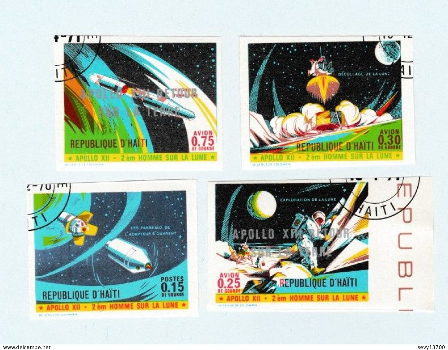 HAITI Lot De 13 Timbres : Non Dentelé Espace - Apollo 8 - 2ème Homme Sur La Lune Et Gemini VI Et VII - Haití