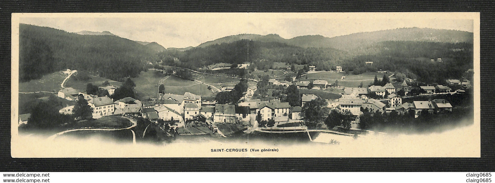 74 - SAINT-CERGUES - PANORAMIQUE - Double Carte - Vue Générale - Cachet Gd Hotel De L'Observatoire - 1902 - RARE - Saint-Cergues