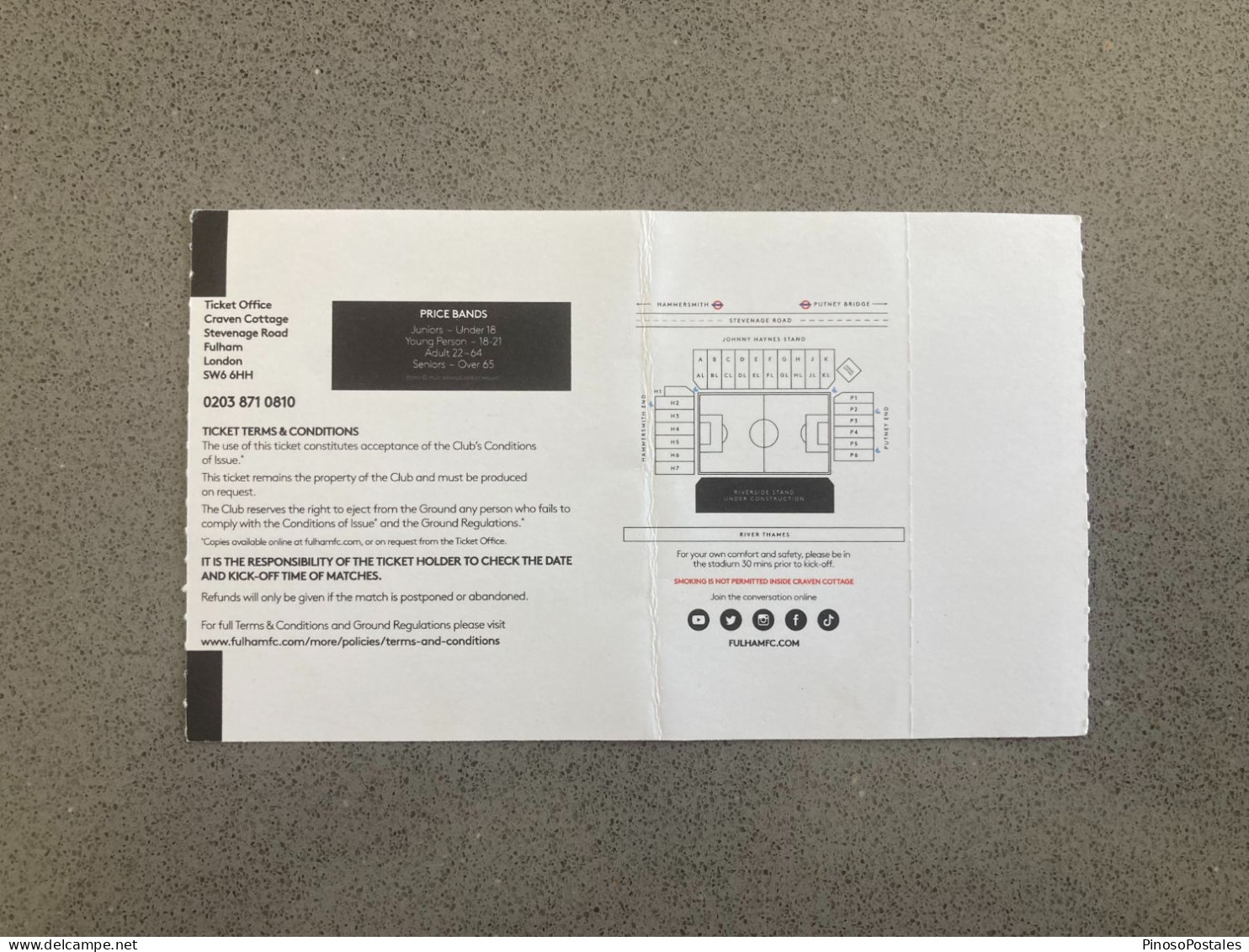 Fulham V Queens Park Rangers 2021-22 Match Ticket - Tickets D'entrée