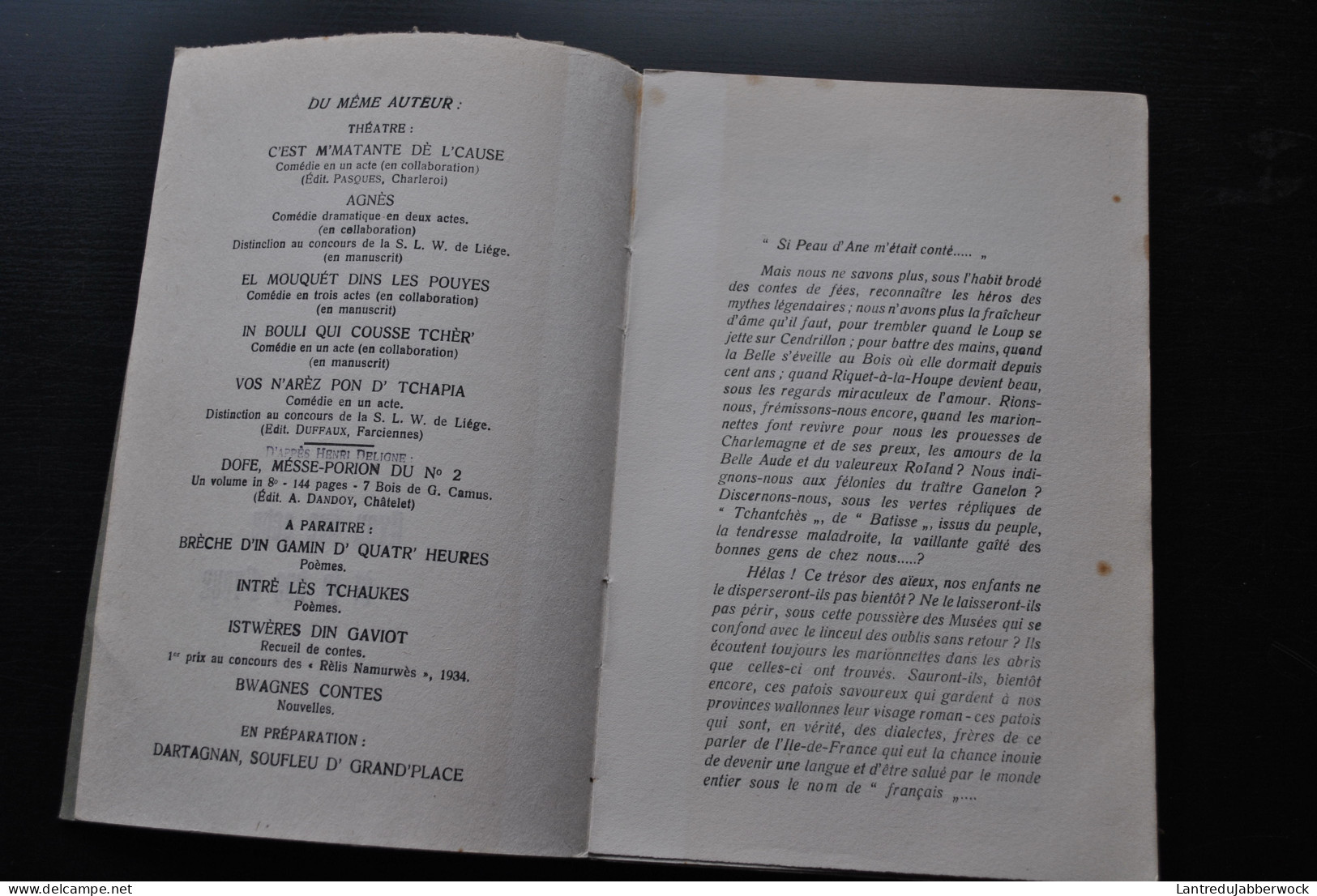 Firmin CALLAERT Avou ène Ache Et In Bos D'voye Recueil De Contes WALLON Illustrations De C. MARLIER HENIN Farciennes - Belgien