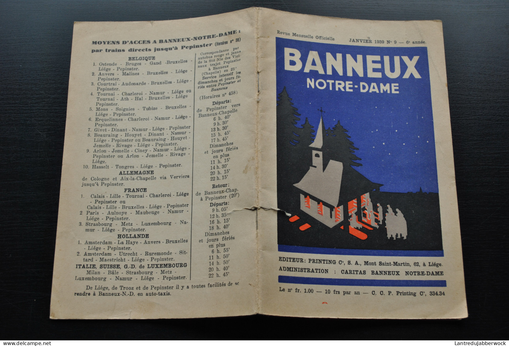 BANNEUX NOTRE-DAME Janvier 1939 Régionalisme Revue Mensuelle Officielle Caritas  - Belgium