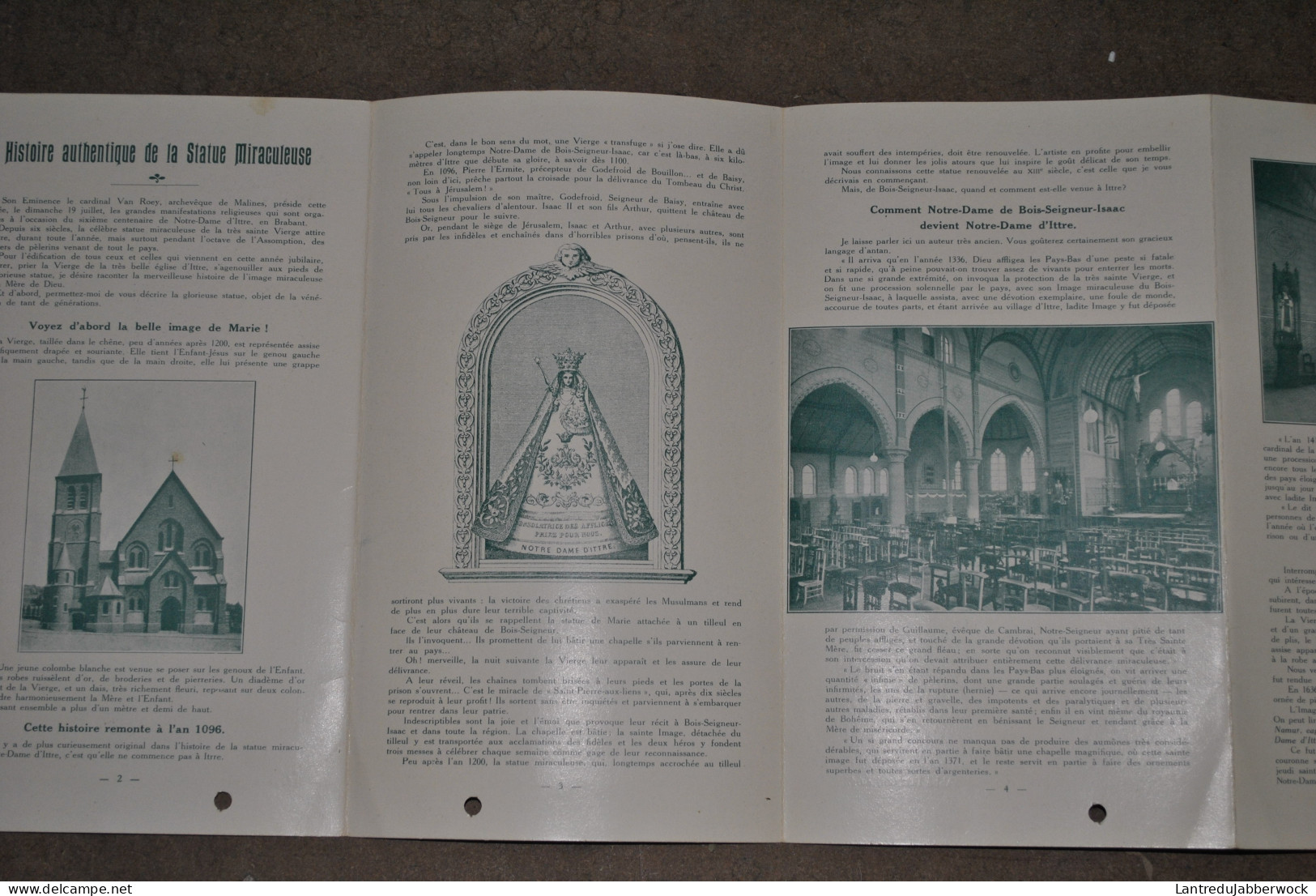 VIè Centenaire De NOTRE DAME D'ITTRE 1936 Histoire Authentique La Statue Miraculeuse Régionalisme Dépliant Publicitaire - Belgium